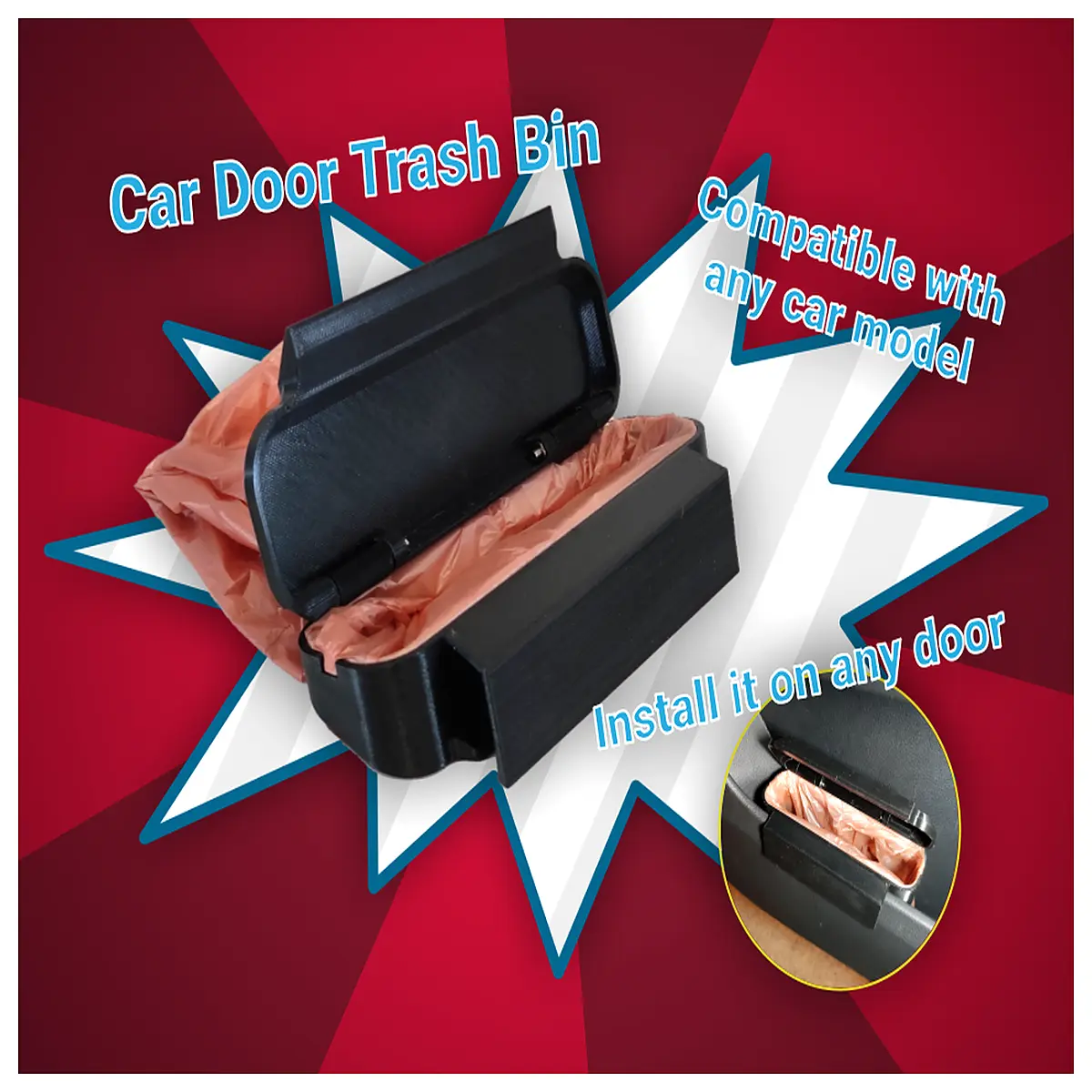 car door pocket organizer trash can holder for vehicle interior storage bag waste bin accessory