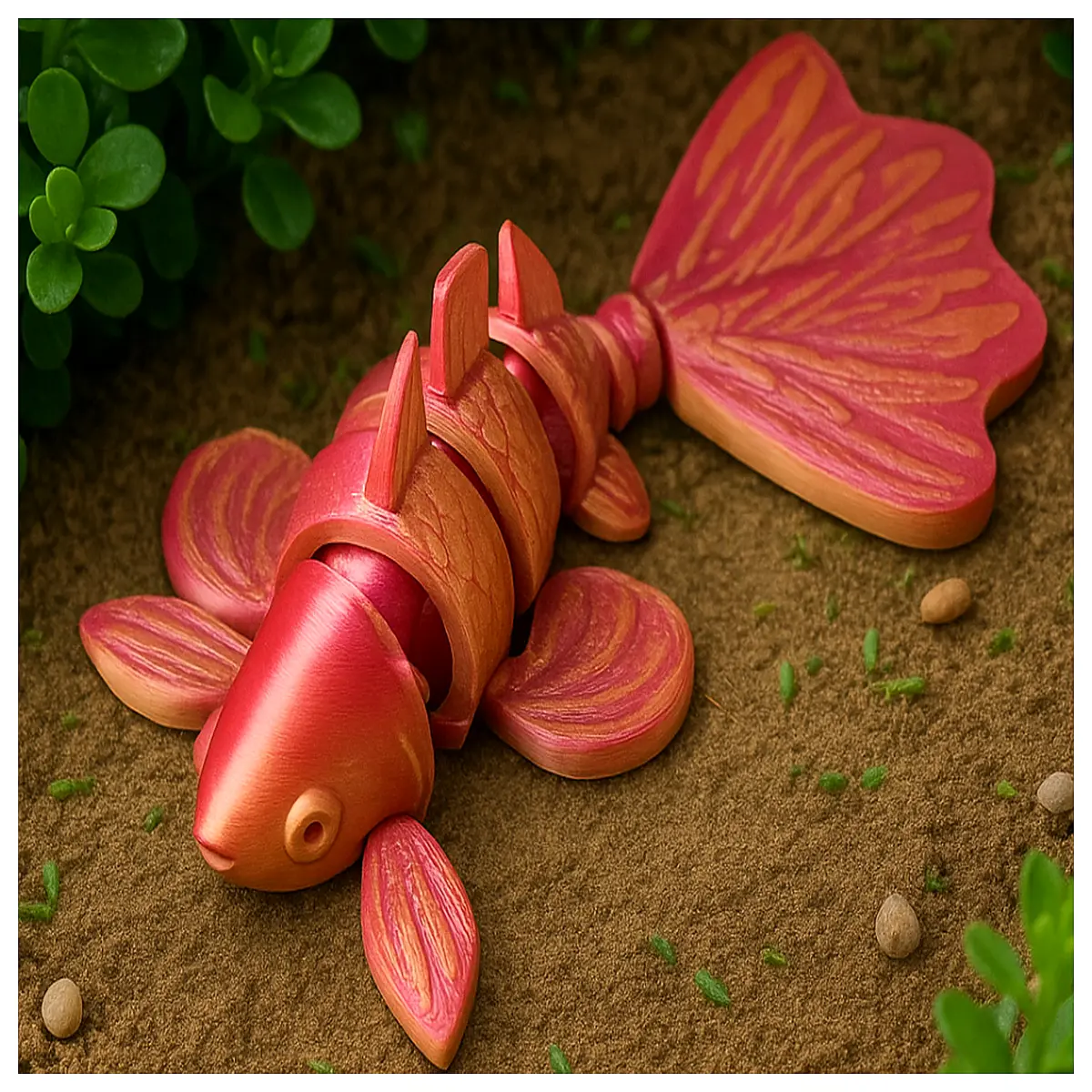 cute movable goldfish toy red and gold color fidget stress relief for kids