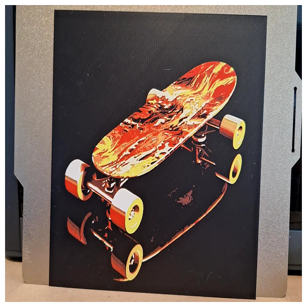 glow in the dark skateboard deck with quad color gradient print neon up longboard for night riding reflective street style cruiser board