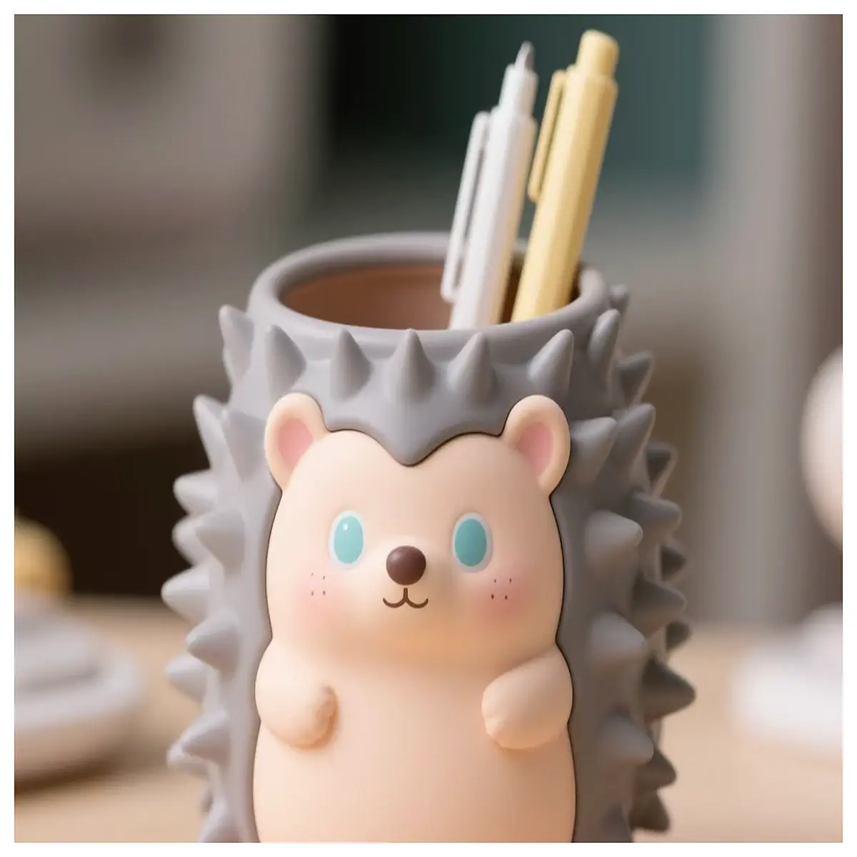 cute hedgehog desk organizer pen holder for kids office supplies animal stationery gift