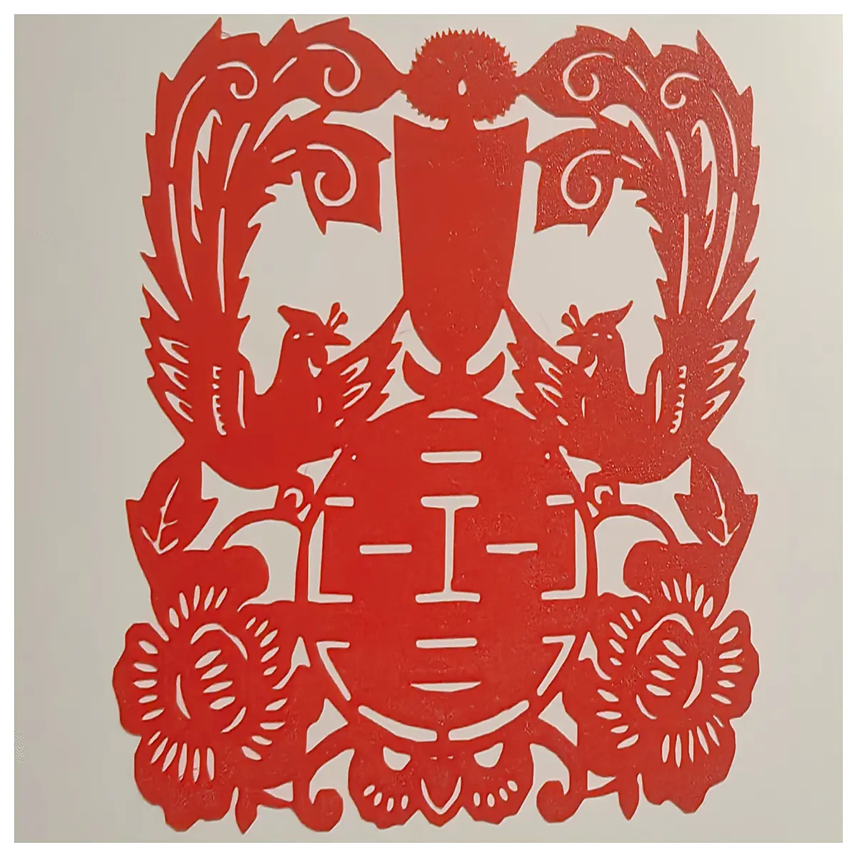 traditional chinese wedding dragon phoenix double happiness paper cut decoration hanging scroll for bride groom ceremony