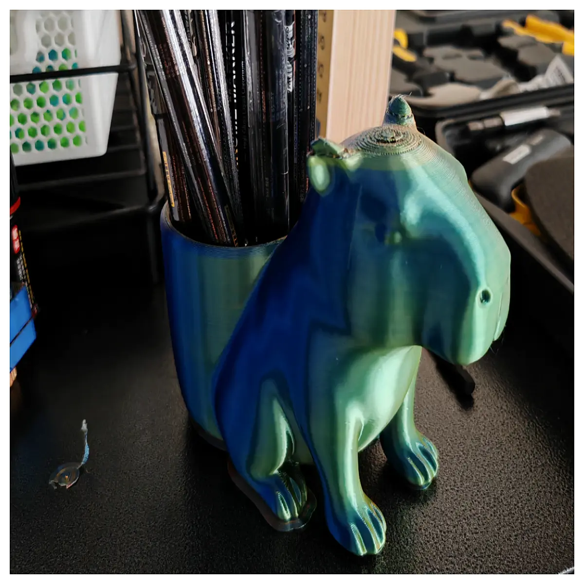 cute capybara desk organizer pen holder animal stationery storage box for office supplies