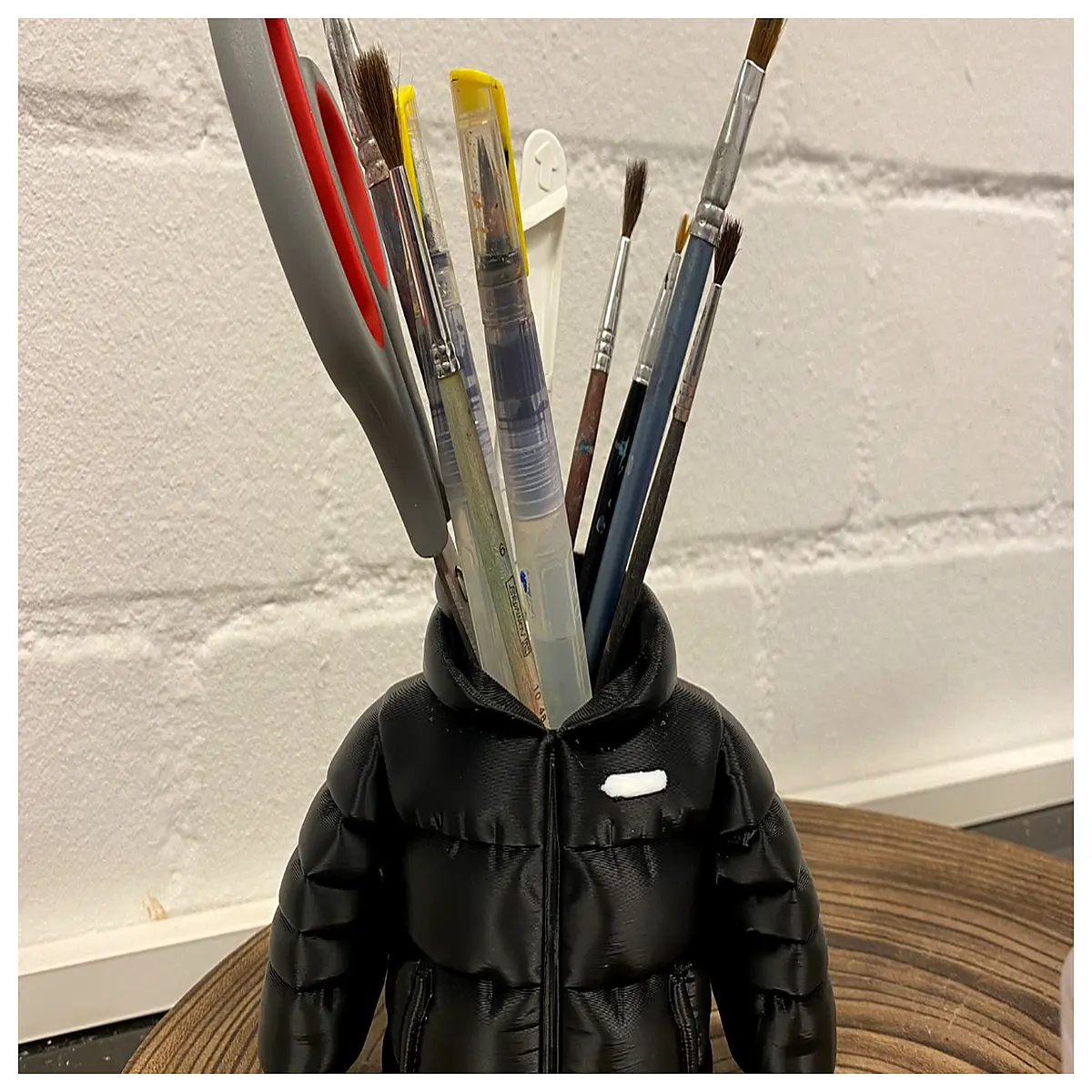 desktop down jacket pen holder organizer cute winter coat desk accessory stationery storage container
