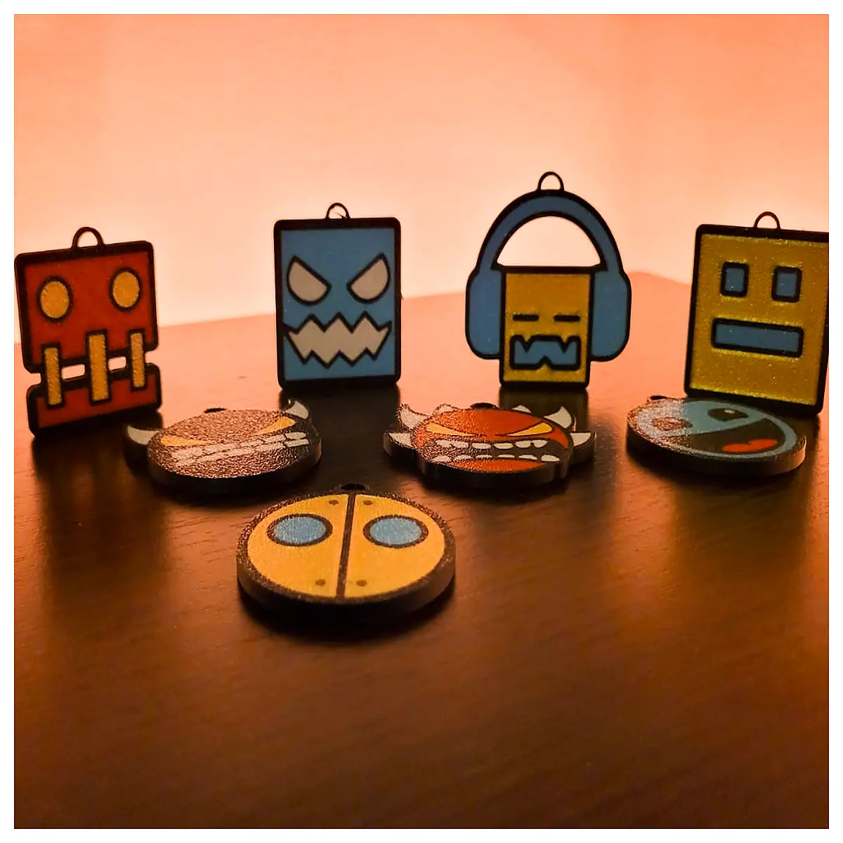 geometry keychain gd game merchandise cube character pendant gaming accessory for fans