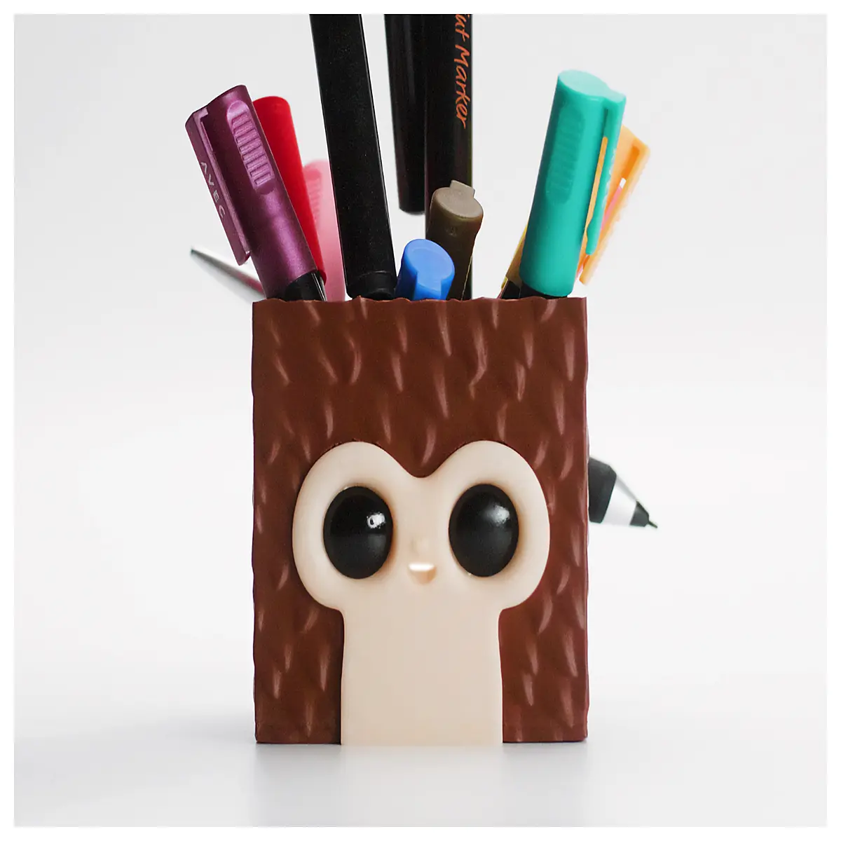 cute monkey storage box desk organizer cube pixel art pen holder for kids room decor
