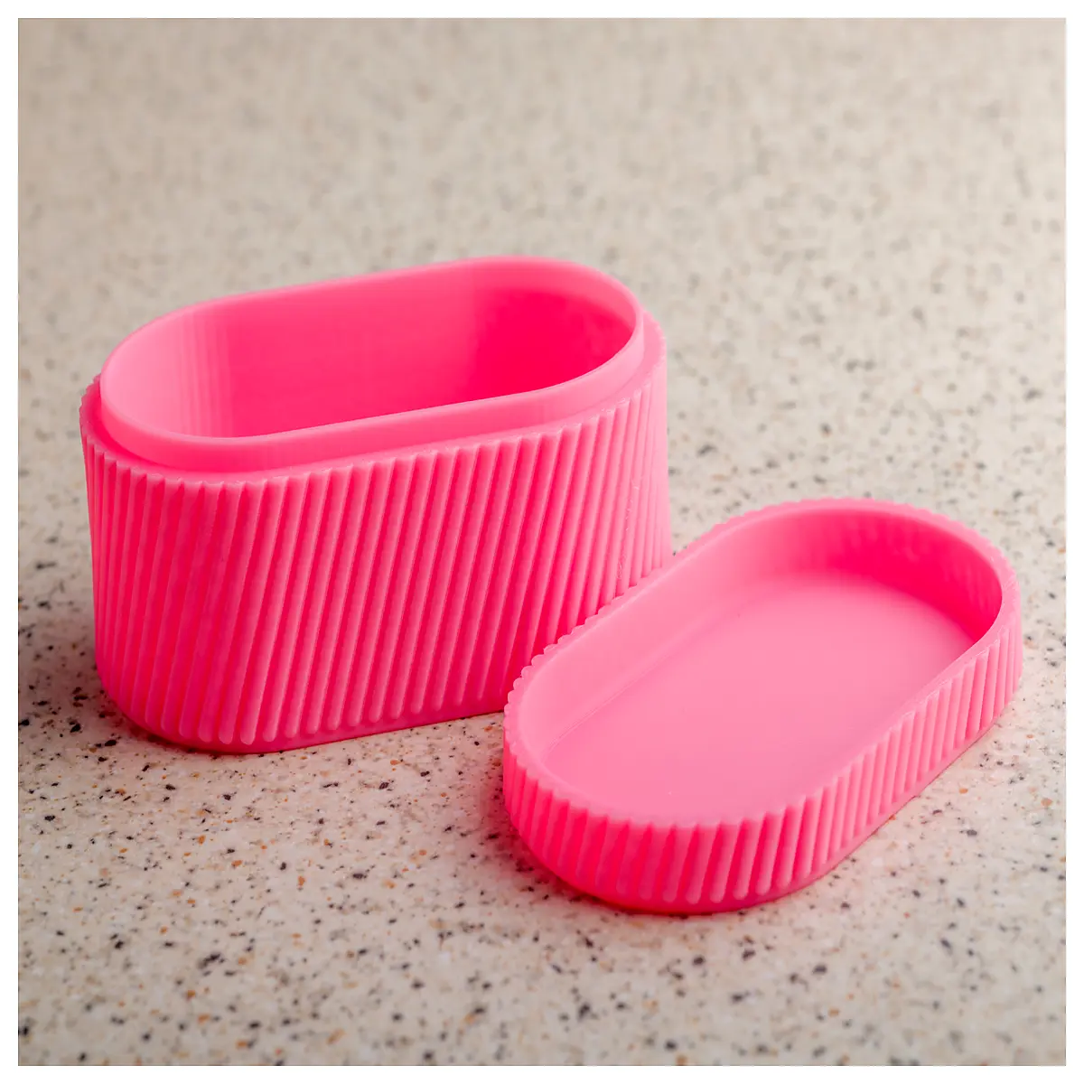 lidded ribbed oval container storage box for jewelry or snacks