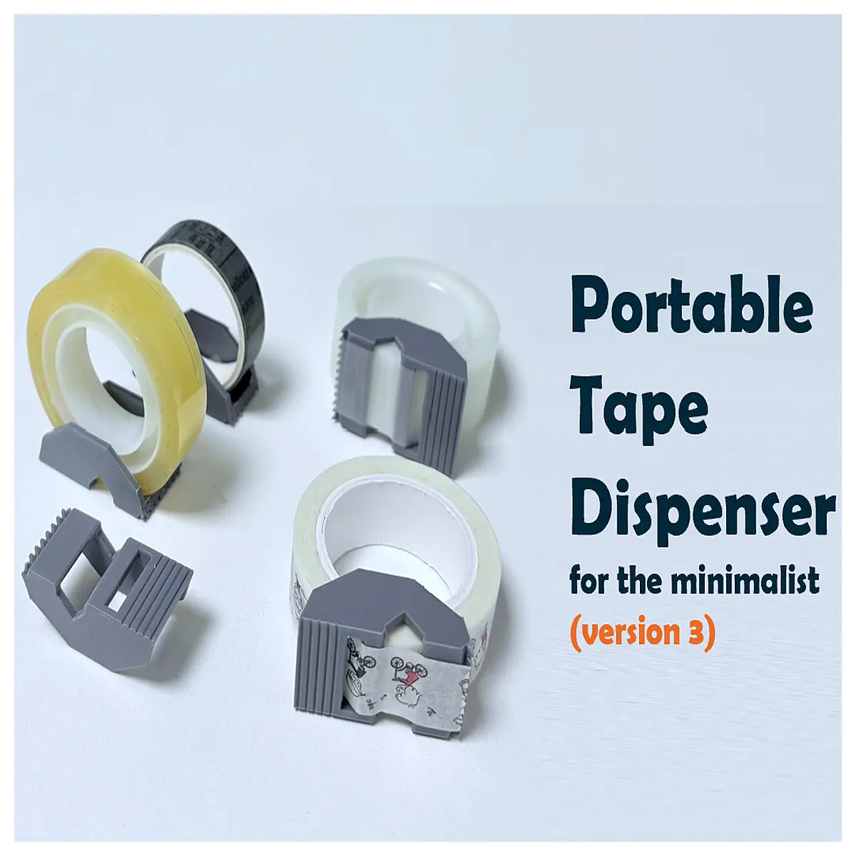 portable tape dispenser roll holder for packing shipping labels office home use compact handheld adhesive tape cutter