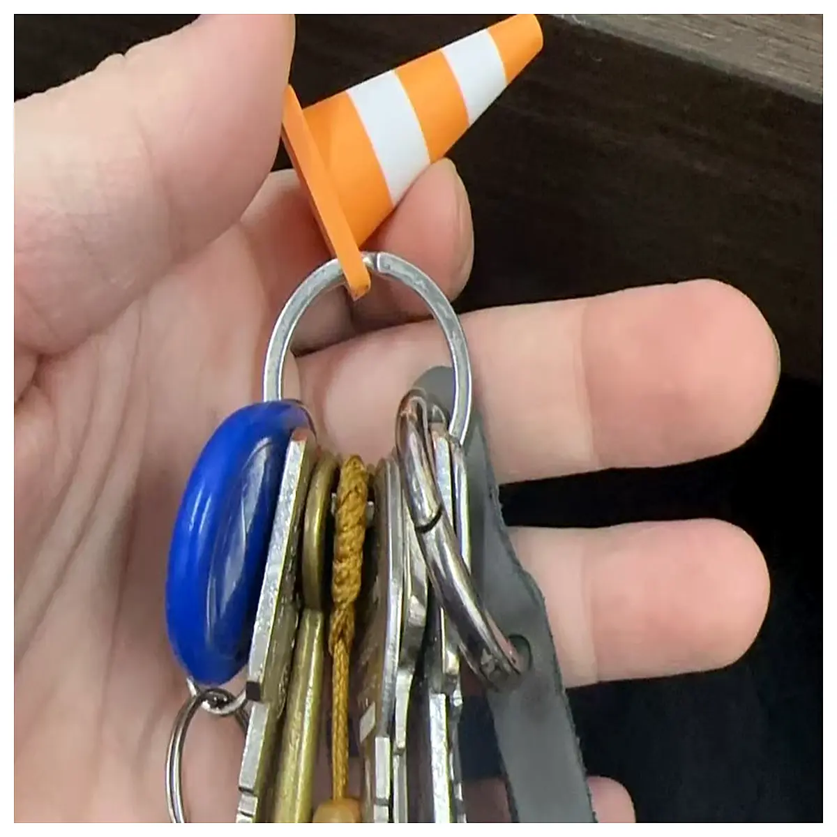 mini stacking traffic cone keychain cute safety barrier charm for bag miniature road work sign accessory