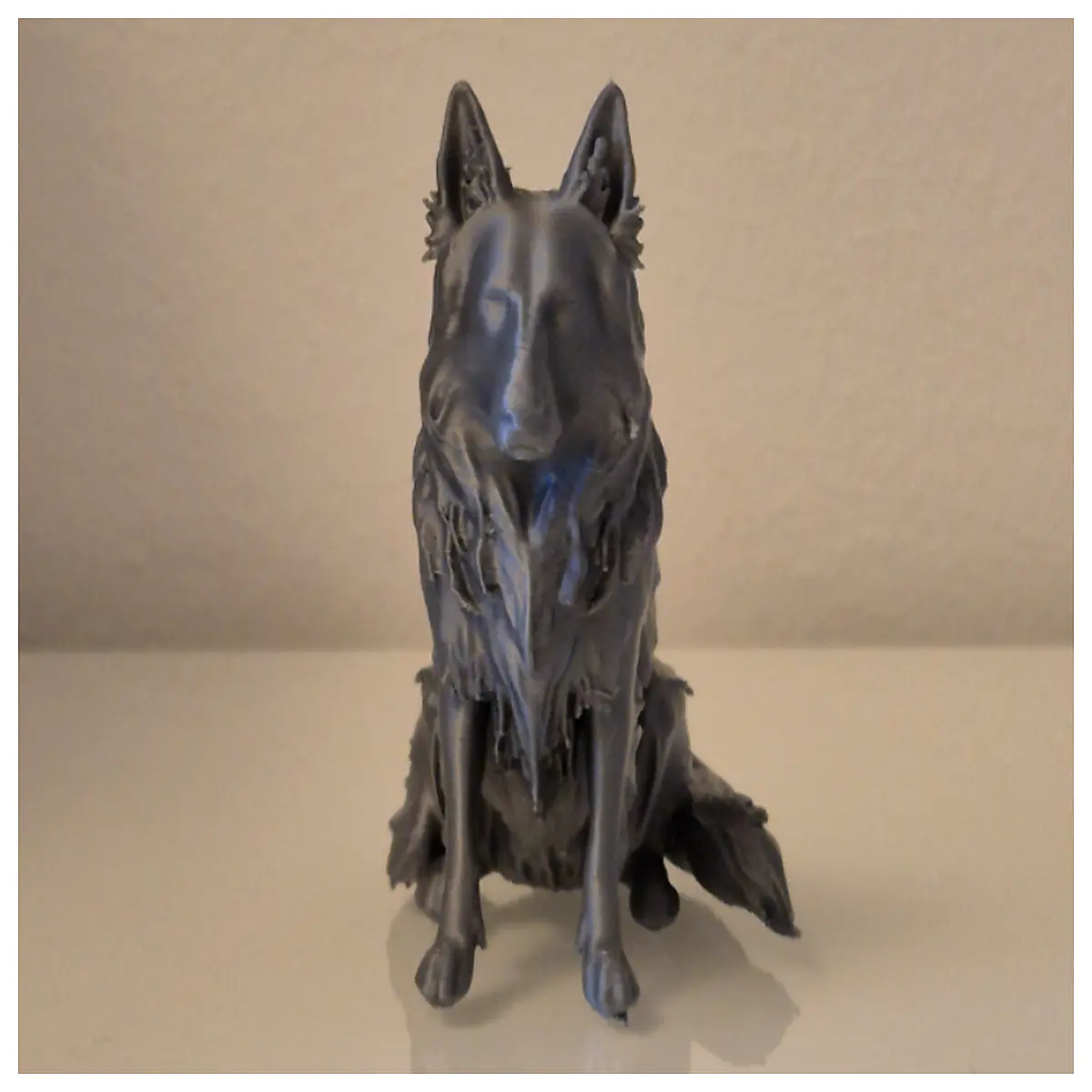 long haired german shepherd dog printed collectible figurine pet statue