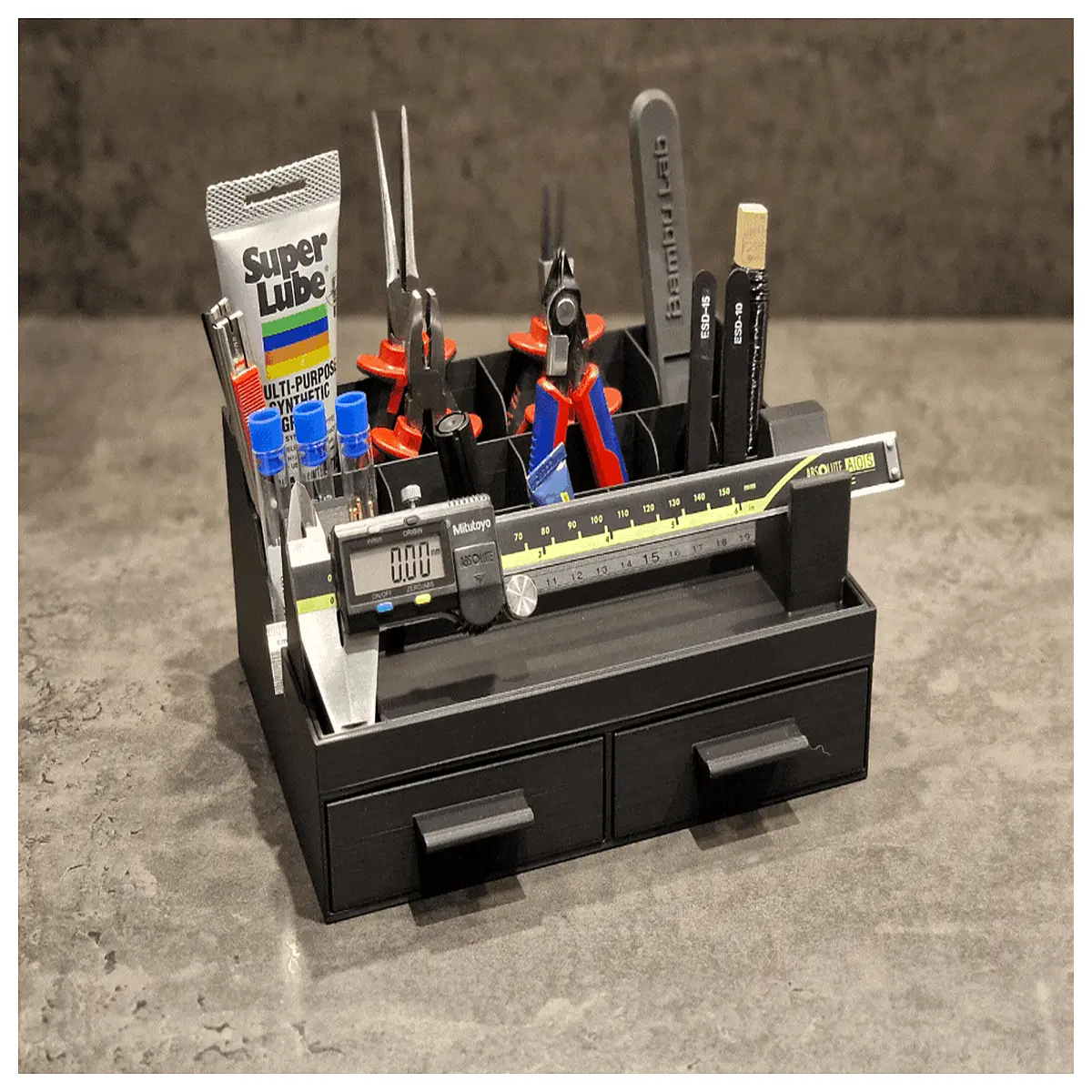 desk organizer with ruler plastic storage box for office supplies desktop tray holder