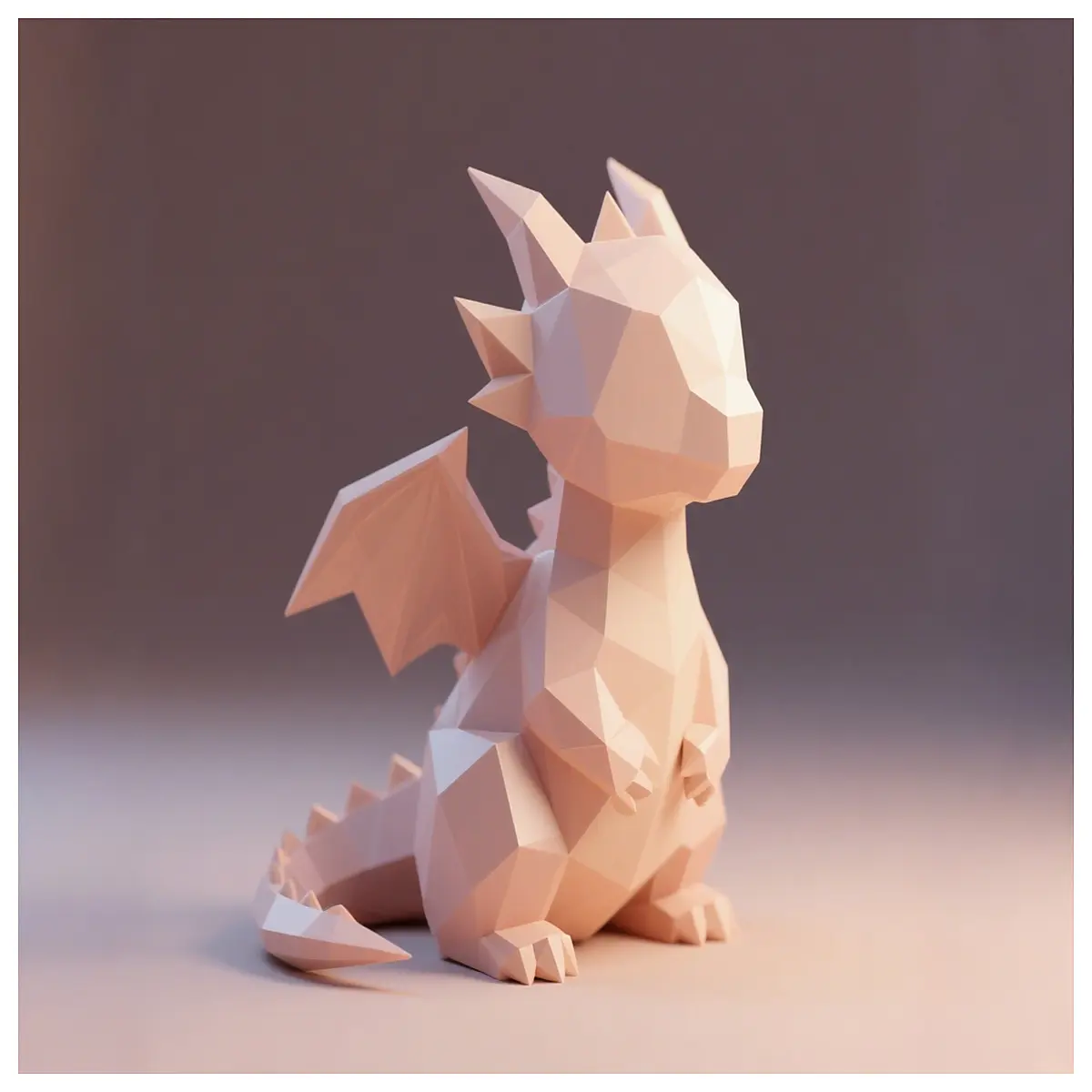 low poly fire dragon figurine collectible toy desk decoration resin