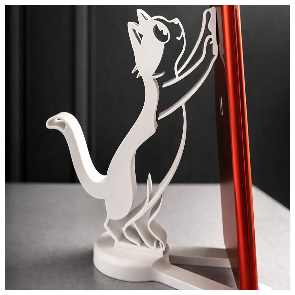 cute cat phone holder clip for desk adorable animal mobile phone mount grip accessory
