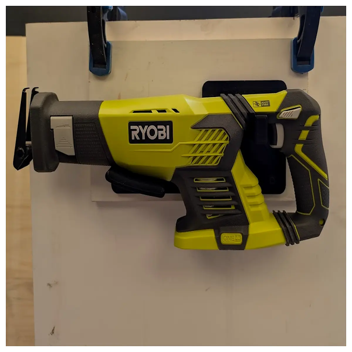 ryobi rrs1801 reciprocating saw wall mount bracket storage organizer for garage workshop tool hanging system