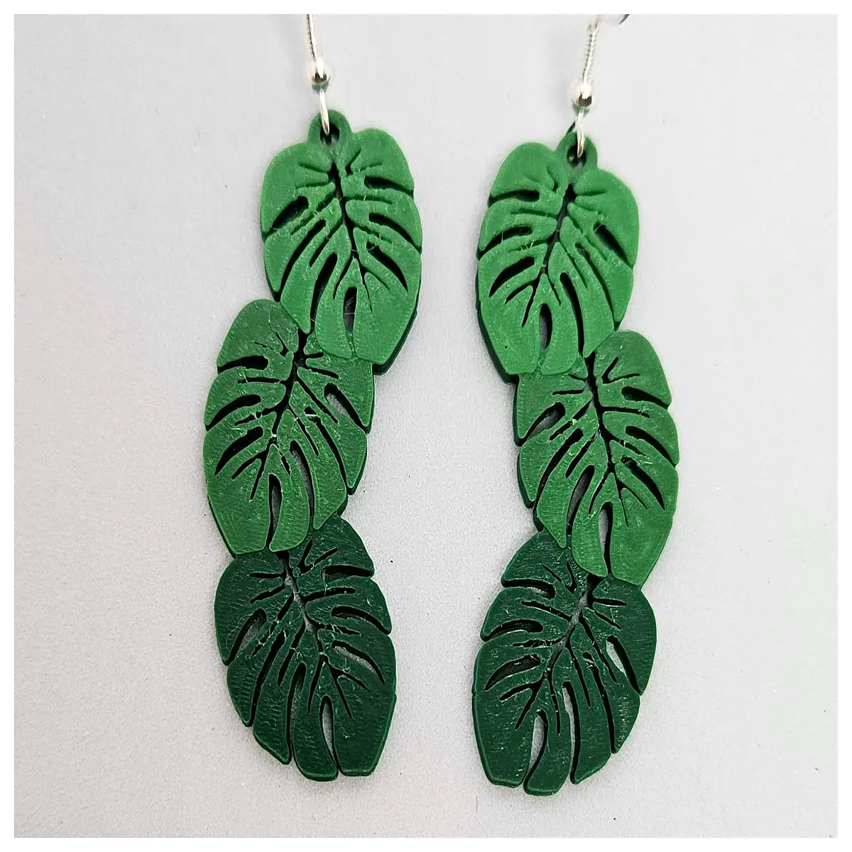 monstera leaf earrings tropical boho jewelry green resin plant accessories nature inspired drops
