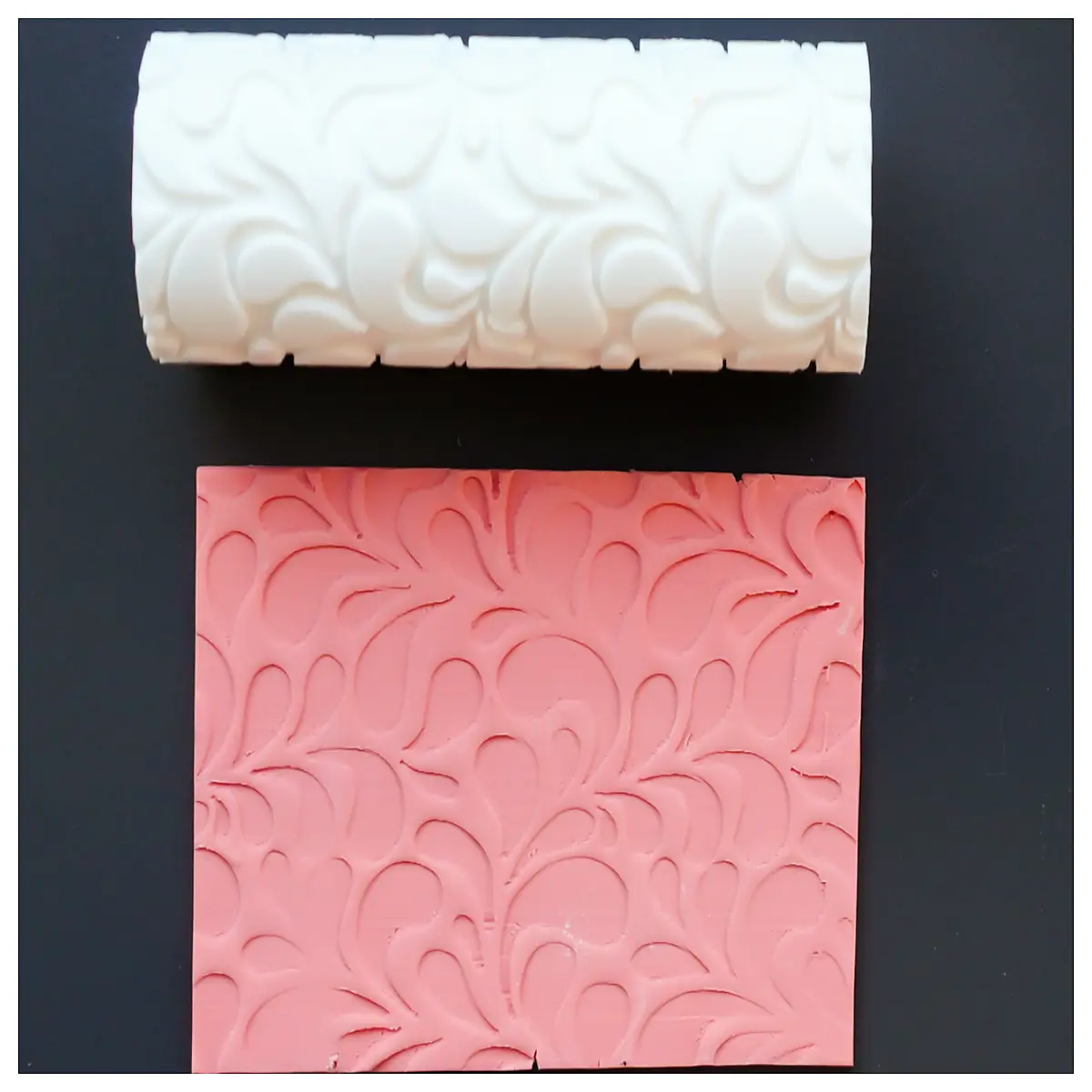 abstract organic polymer clay roller texturing tool for mixed media art embossing patterns