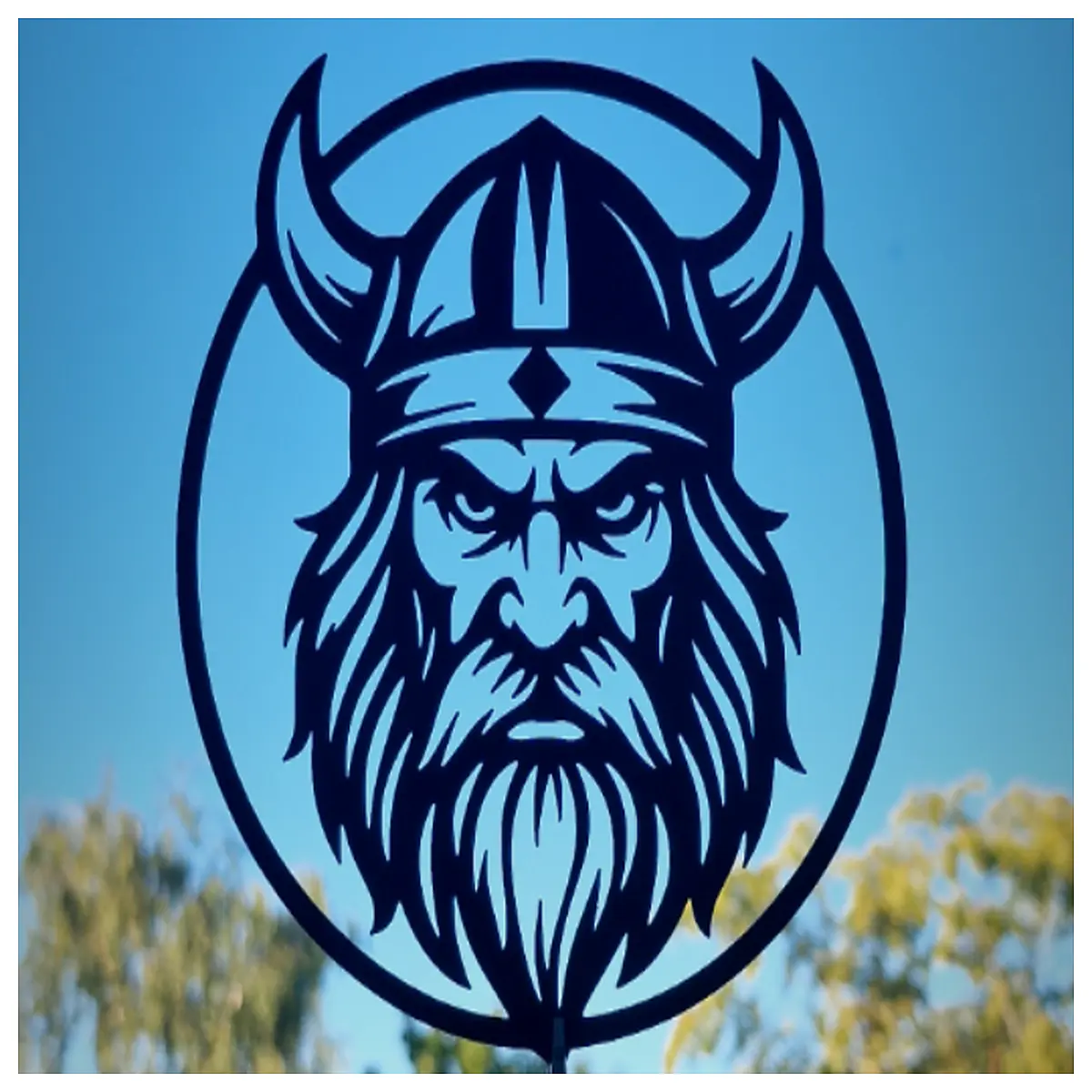 horned helmet skull silhouette wall art metal cutout decor rustic medieval fantasy game room