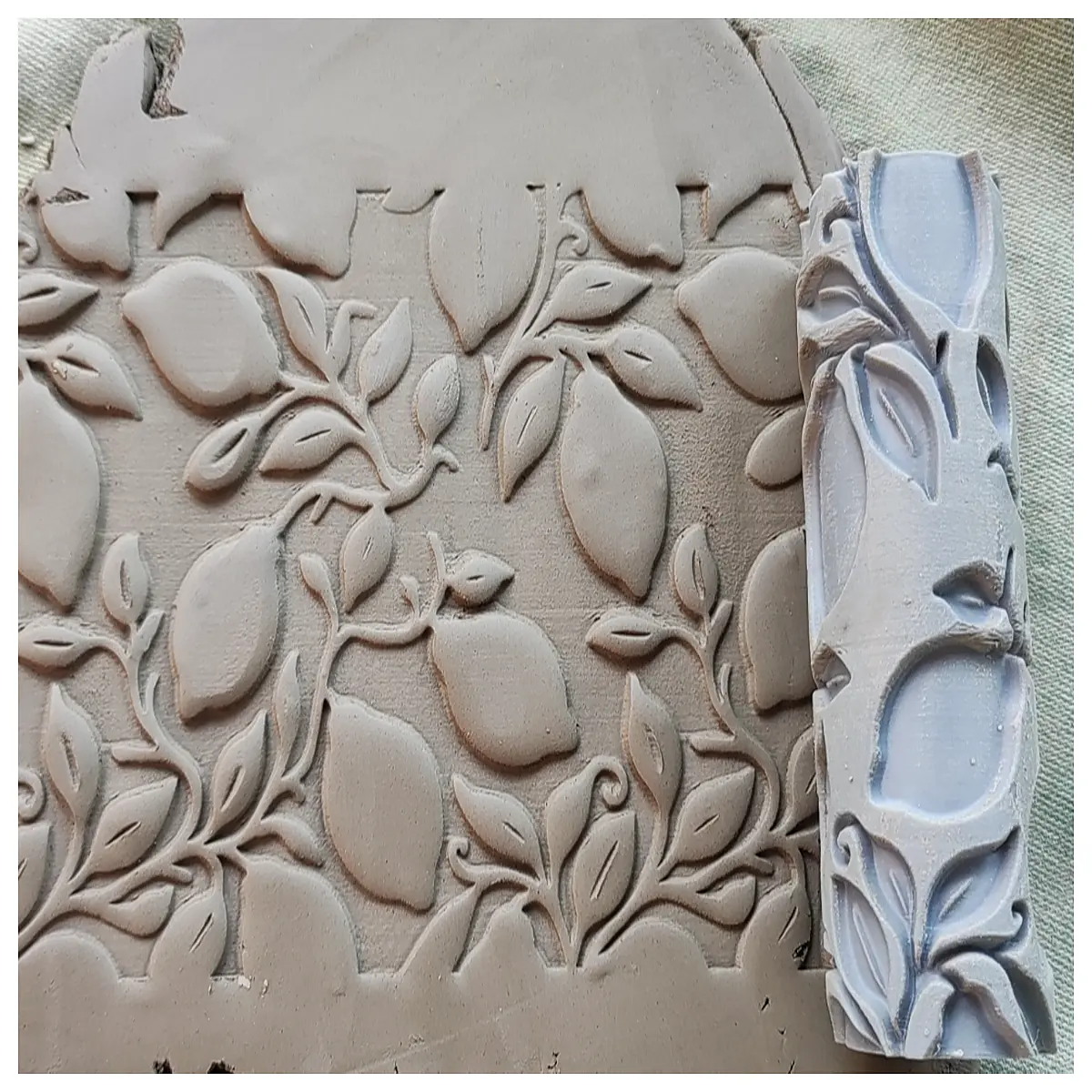 lemon vine leaf texture roller stamp for concrete patio wall decor embossing tool