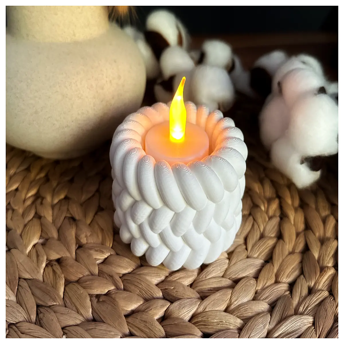 handwoven rattan candle holder for tea lights boho home decor
