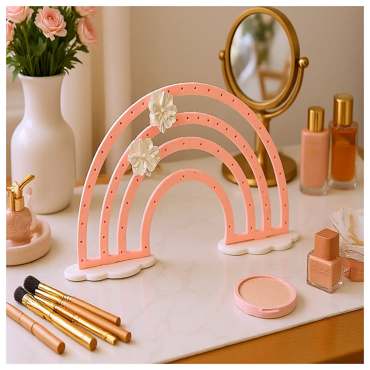 rainbow jewelry organizer for necklaces earrings bracelets desktop rack storage box