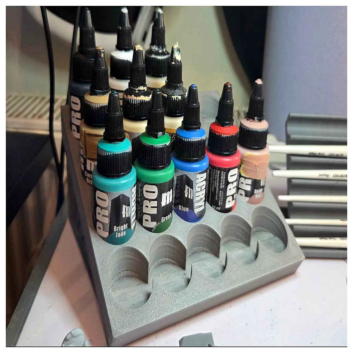 acrylic paint bottle holder rack organizer for 20 tubes storage desk art supply caddy