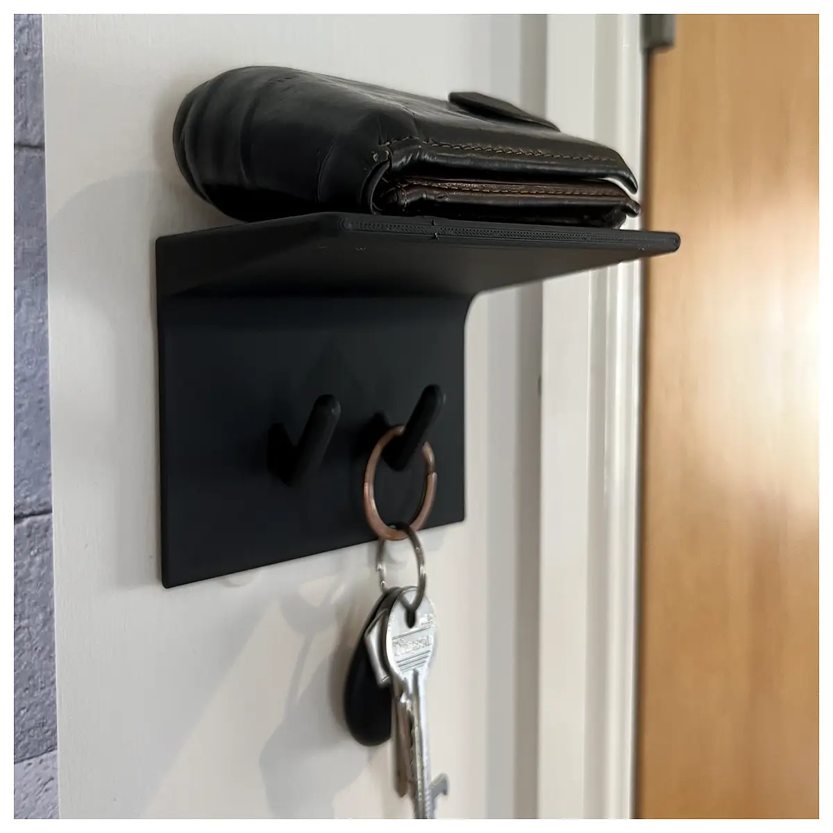 wall mounted key holder with wallet slot entryway organizer rack for house keys and coins modern metal hook storage