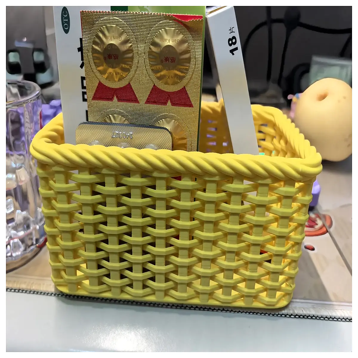 basket organizer for desk storage small woven box for pens office supplies natural rattan craft container