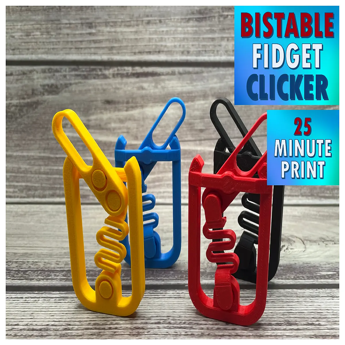 dual stable fidget clicker silent tactile stress relief toy printed snap button anxiety reducer