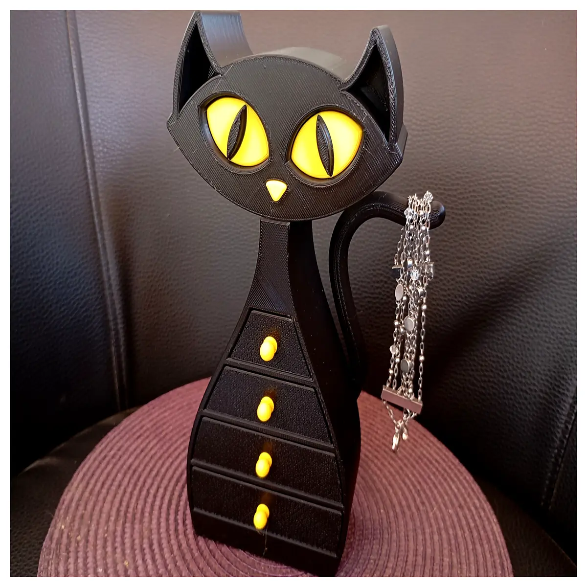 atomic cat drawer jewelry box organizer for rings earrings necklaces vanity table storage with lock