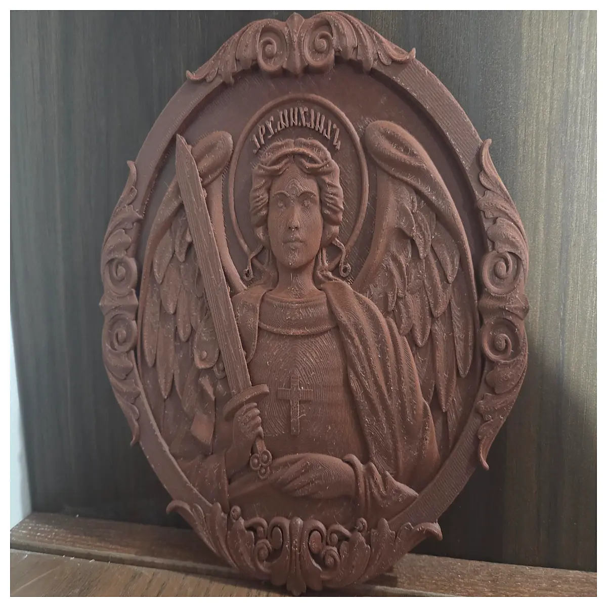 hand carved wooden archangel michael statue religious home decor christian gift holy protection symbol