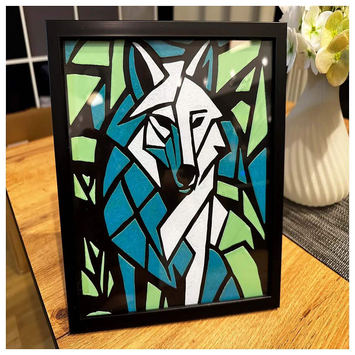mosaic wolf wall art ultra thin 20x20cm effect home decor modern abstract painting for living room bedroom