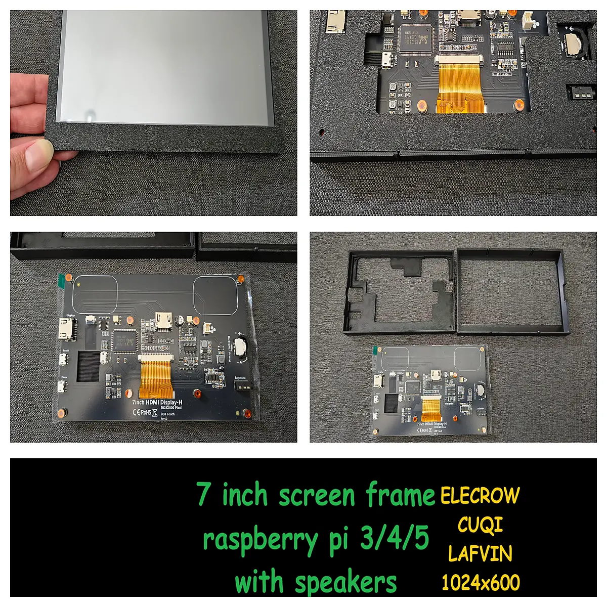 7 inch raspberry pi 1024x600 capacitive touch screen for diy electronics project case housing