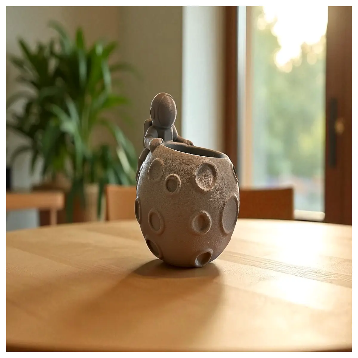 astronaut moon planter pot for succulents cactus home office desk decor space theme gift