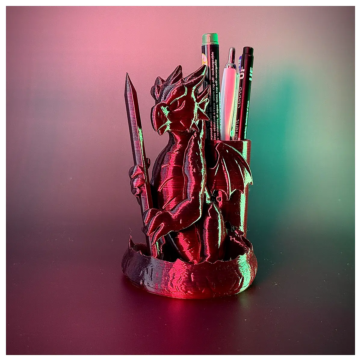 dragon pen holder brush cup desk organizer cute stationery students office