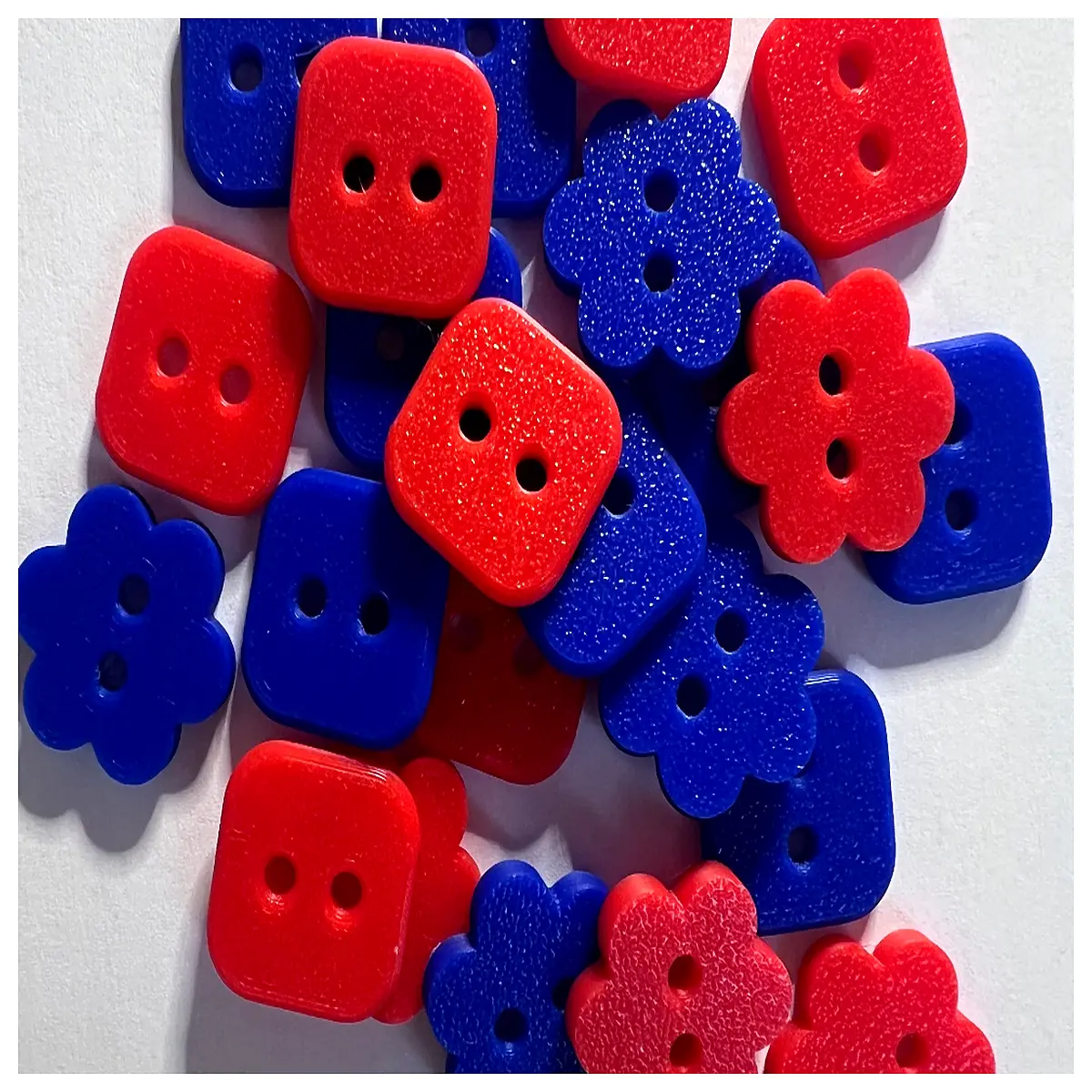 vintage square flower buttons retro 70s style plastic sewing craft supplies bulk