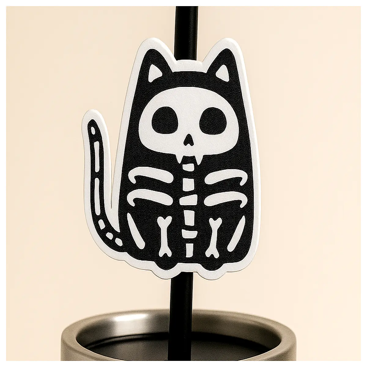 cute cat straw cover halloween skull design silicone protective sleeve for kids party favor