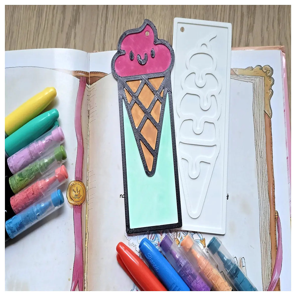 diy ice cream bookmark coloring cute pastel stationery craft set for kids and teens