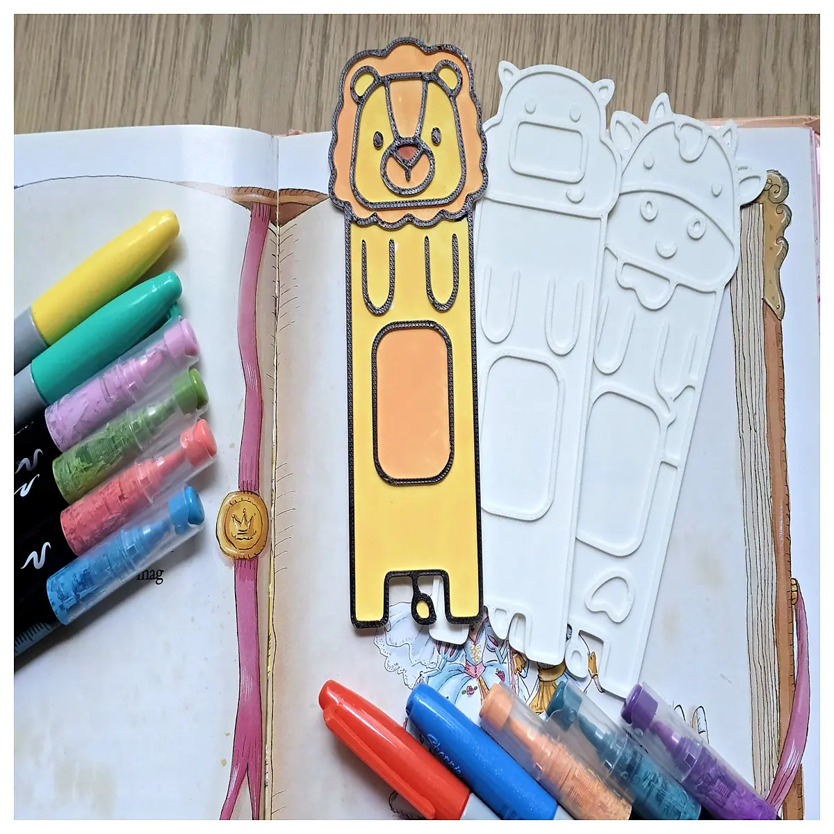 animal stamp coloring bookmarks diy craft for kids lion hippo cow art supplies