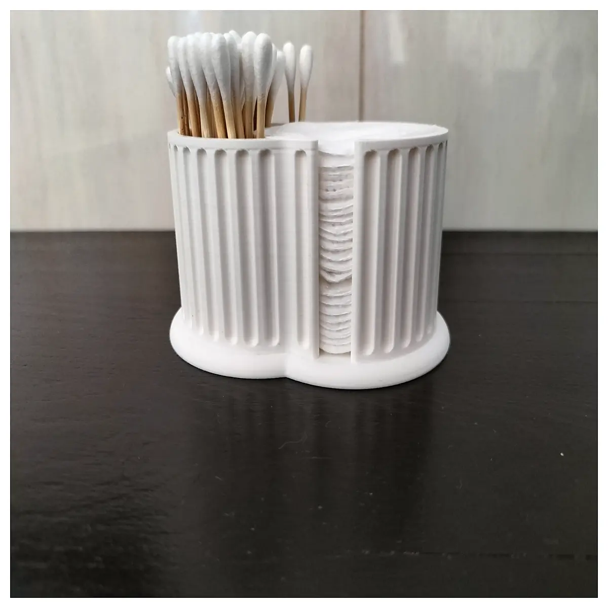 cotton swab and pad organizer with pillar design bathroom countertop storage for q tips cotton rounds aesthetic vanity tray holder