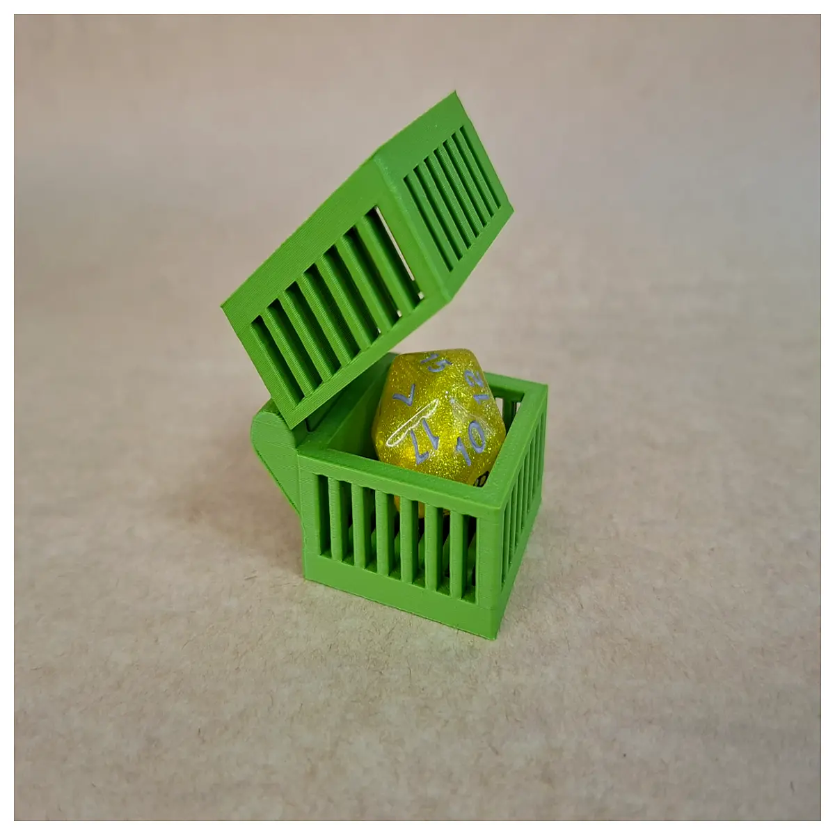 mini d20 dice prison with hinged lid tabletop accessory storage box for rpg gaming gear