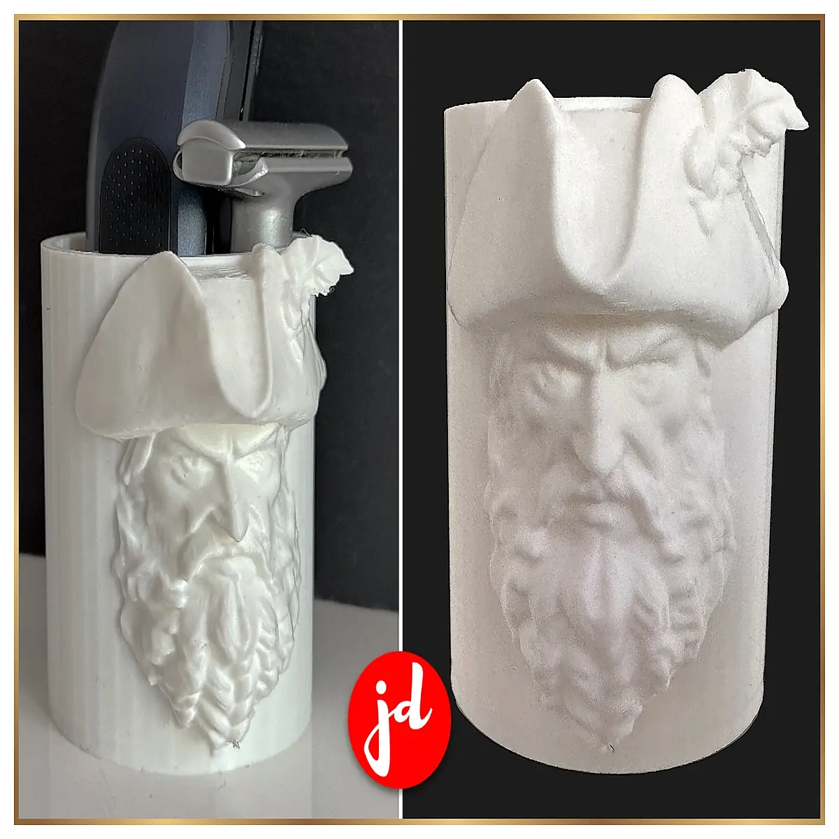 pirate shaving black bearded captain vintage barber pole holder for bathroom sink countertop rustic nautical decor