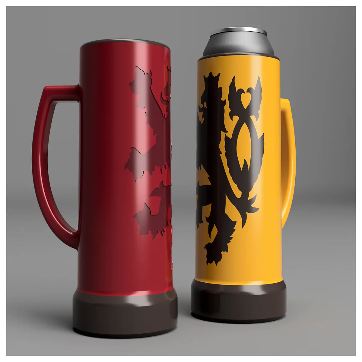 tin can holder mount for beer soda jugs decorative czech lion emblem wall organizer