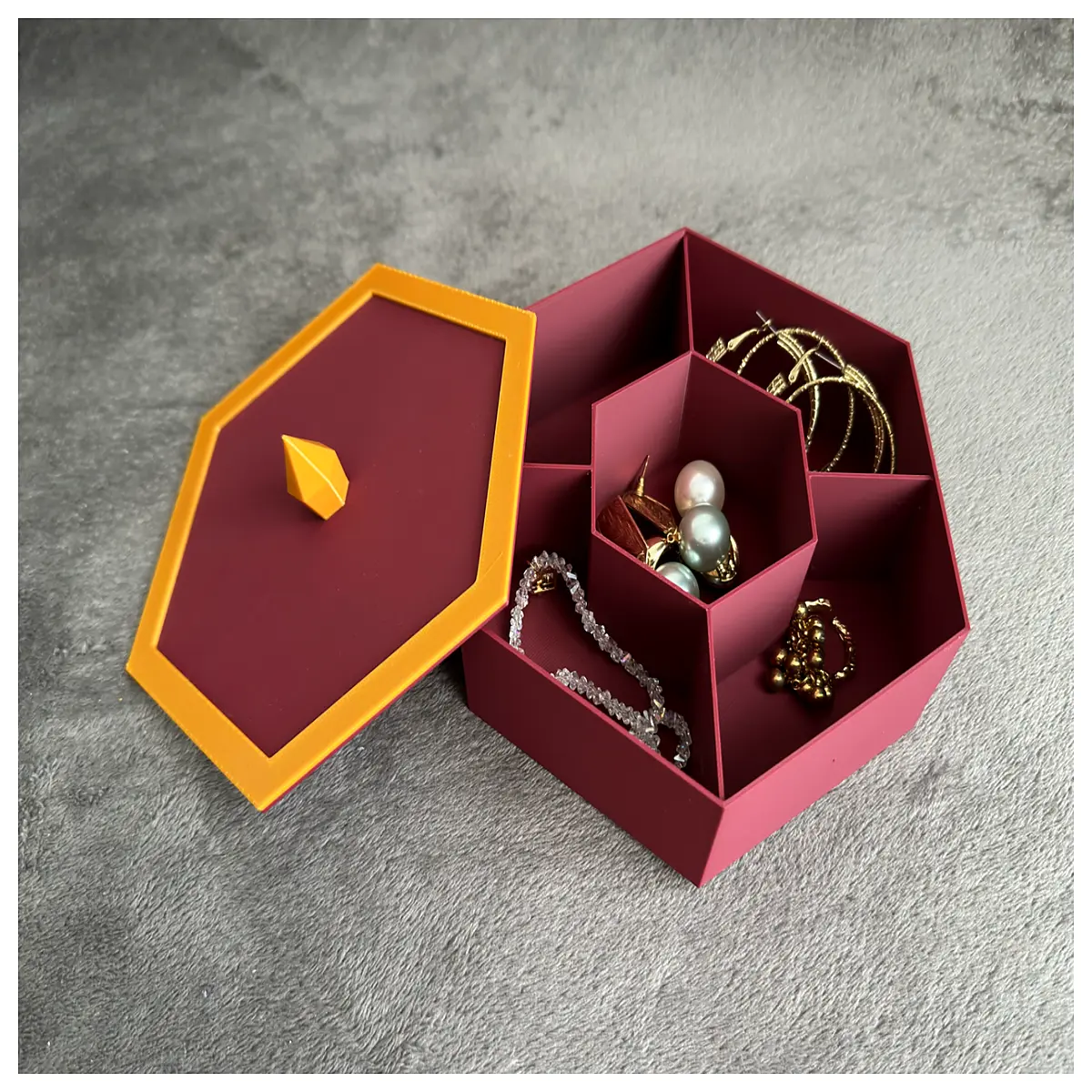 hexagonal jewelry box organizer for rings bracelets earrings storage with velvet lining