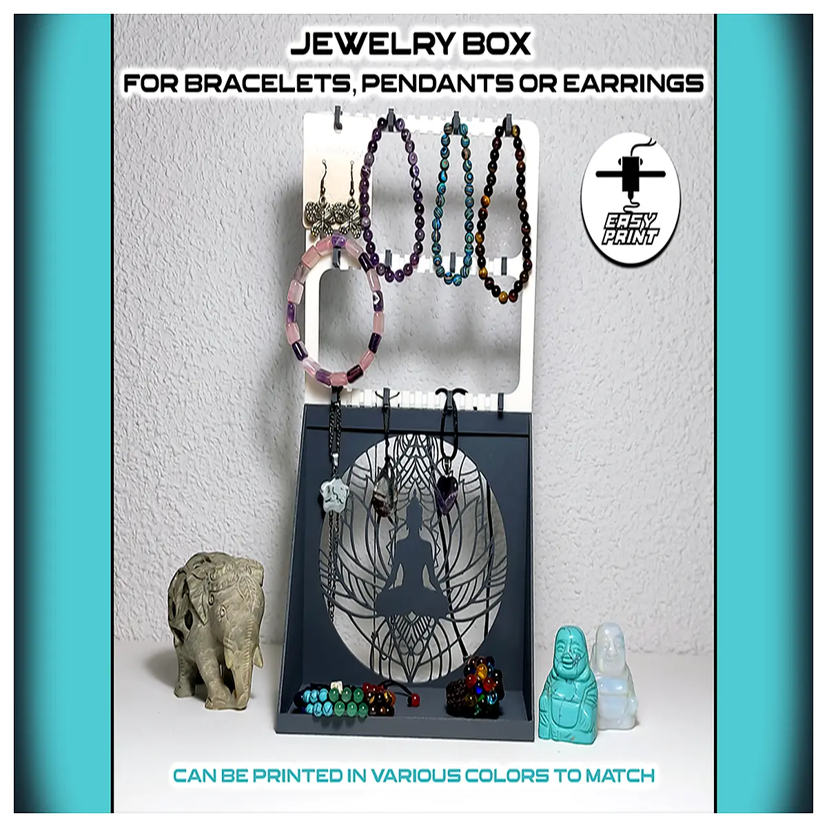 buddha statue jewelry box wooden storage organizer for rings necklaces beads home altar decor