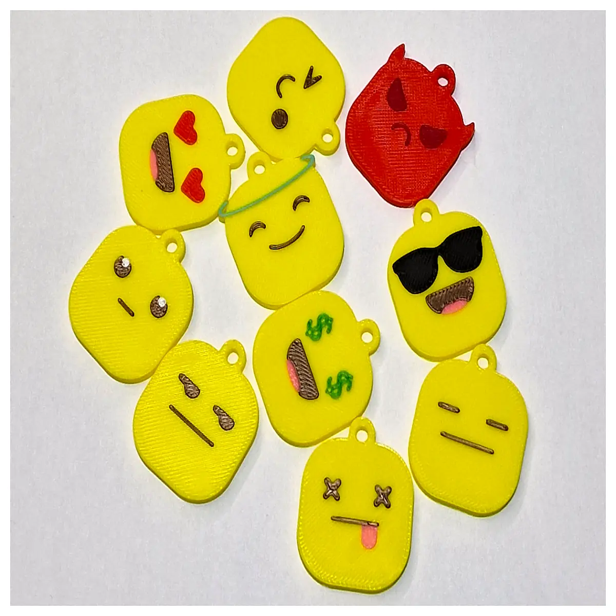 square keychain funny face pendant bag charm cute cartoon character accessory for women men