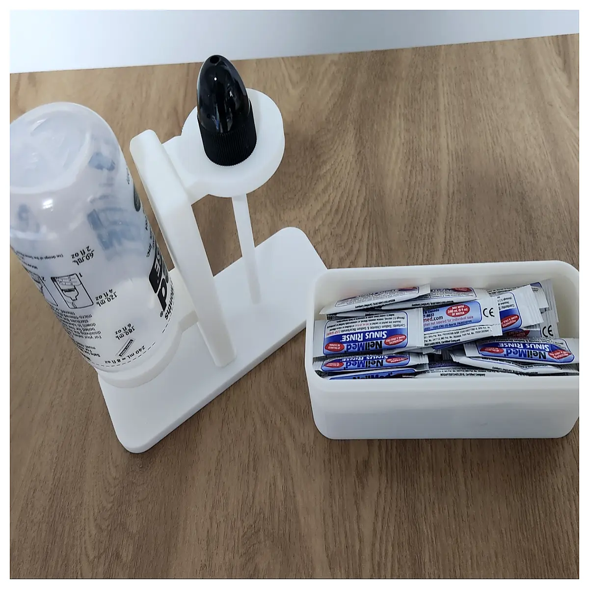 neilmed neti pot holder for sinus rinse bottle counter top organizer saline storage