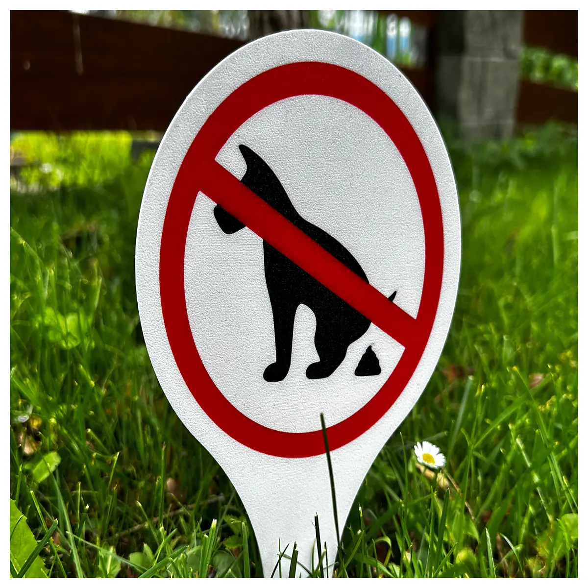dog poop no pooping sign yard lawn garden stake warning plaque outdoor pet waste deterrent