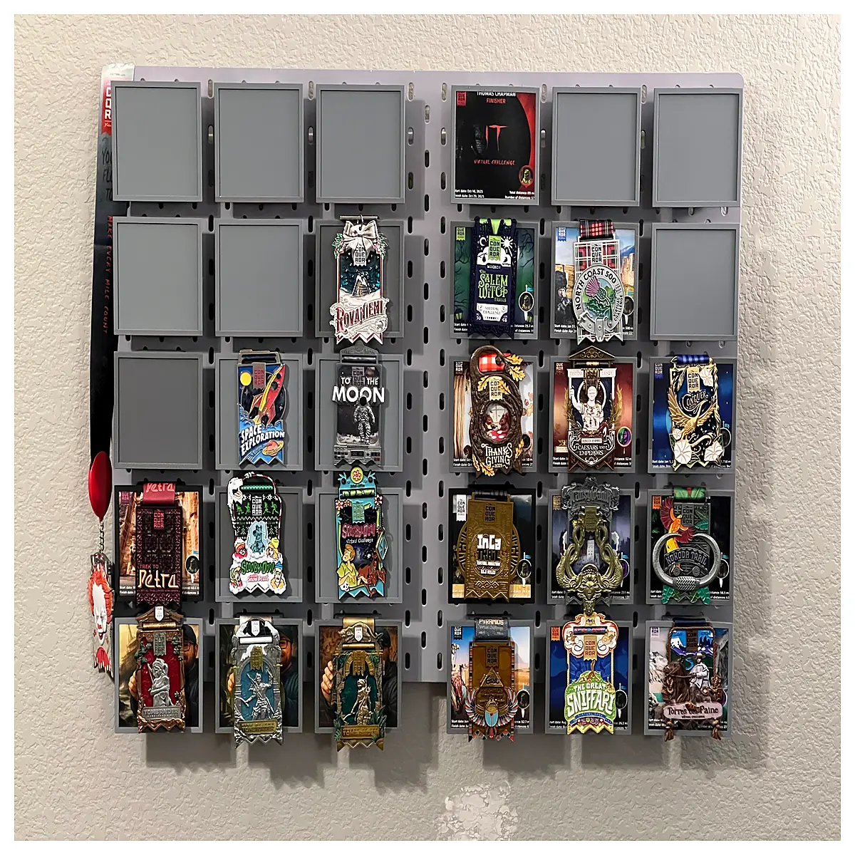 conqueror challenge medal hanger wall mount case for race awards trophy storage organizer