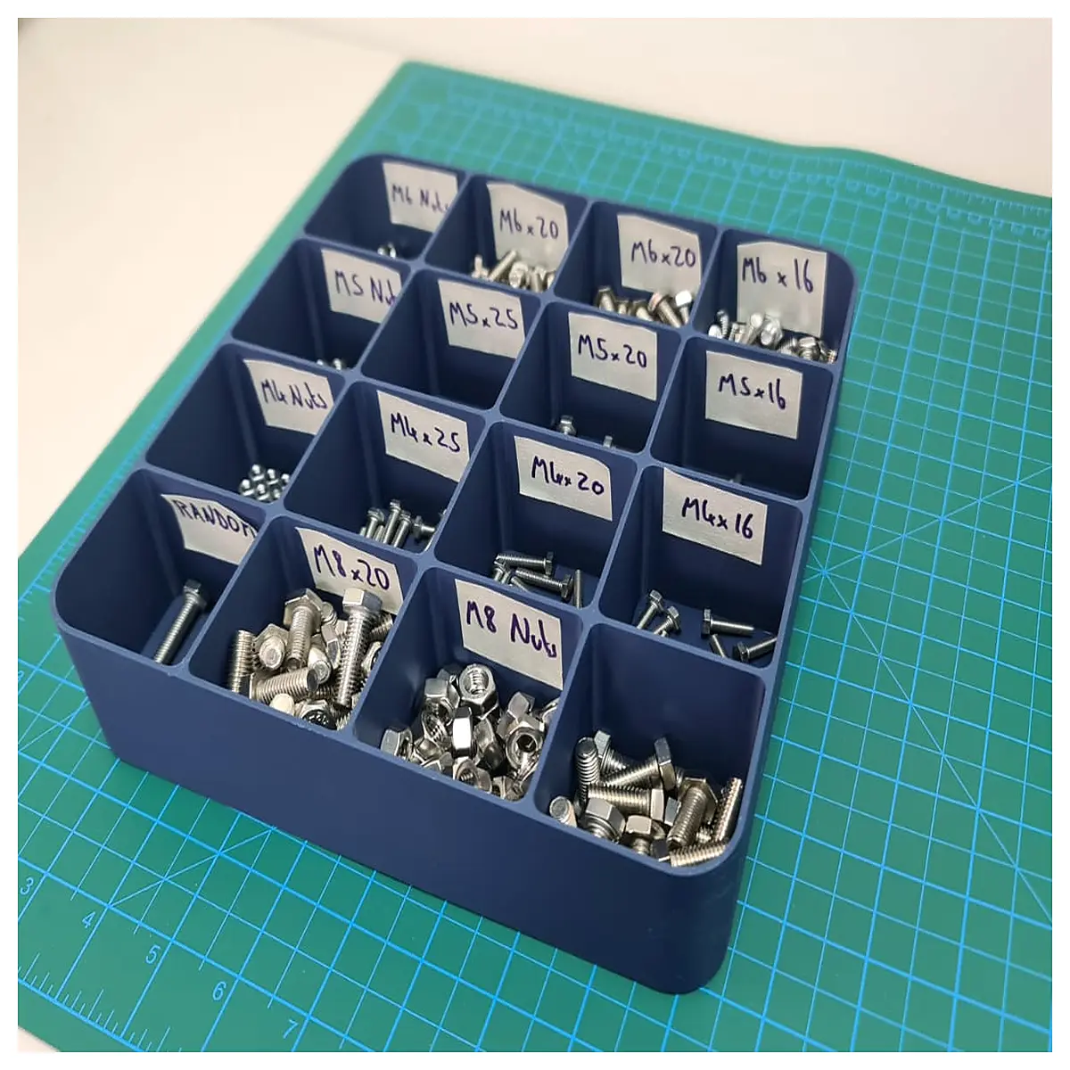 desktop screw organizer box with lid small parts storage container for hardware nuts bolts washers 9x9 inch plastic tool caddy for workbench