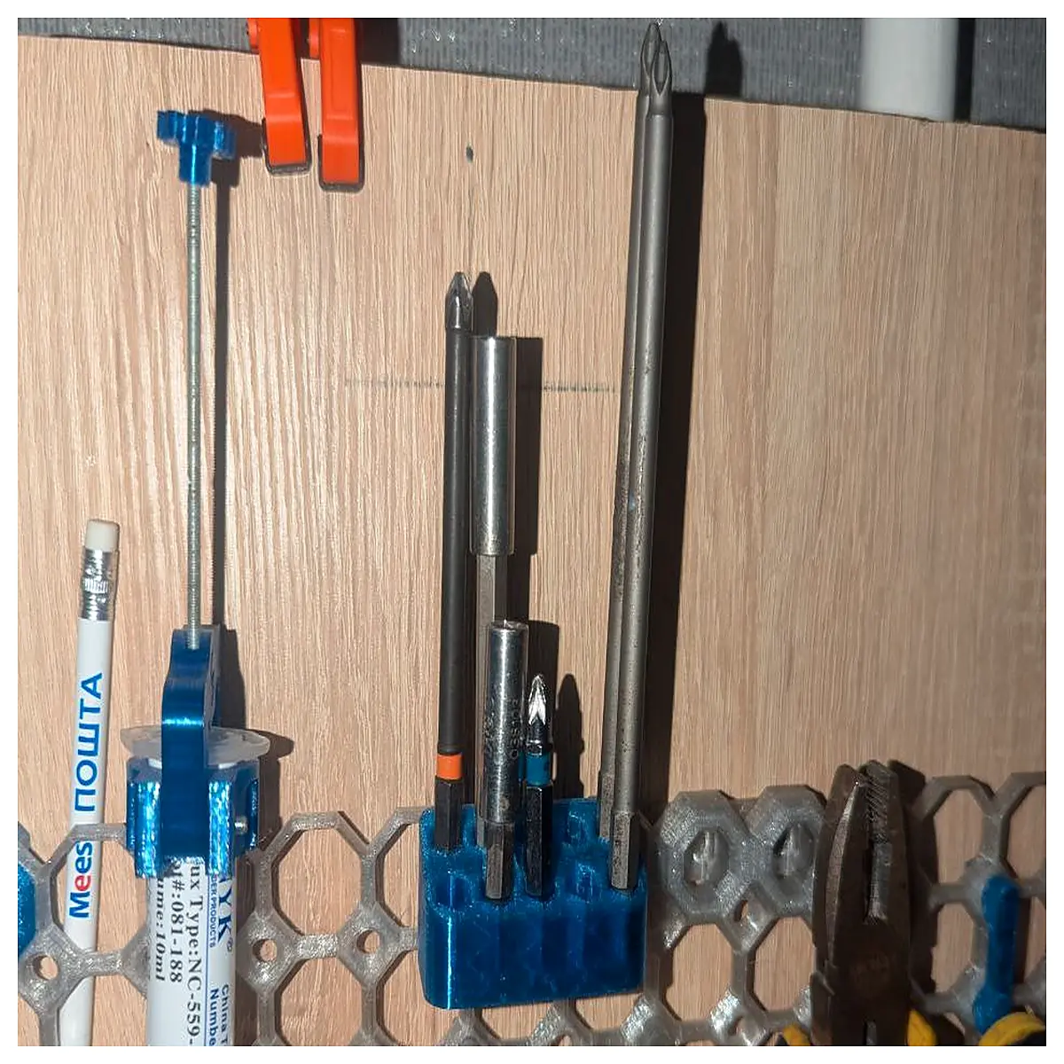 10 hole hex shank drill bit organizer rack holder for workshop storage