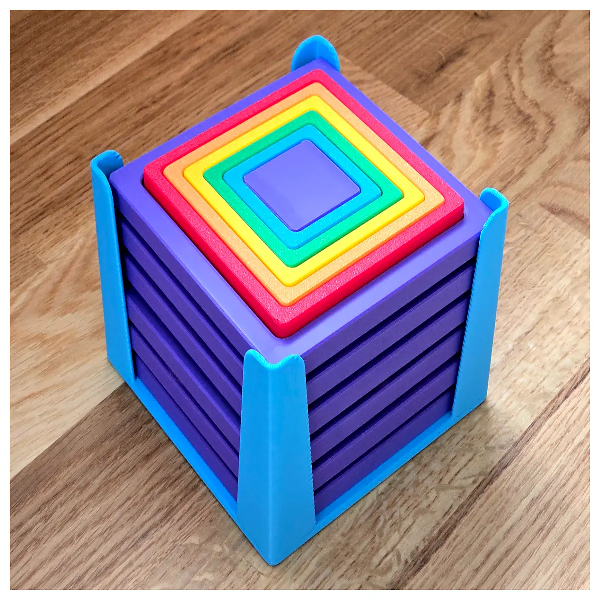 tall storage tower for 6 shape sorting ring puzzles toddler learning toys organization